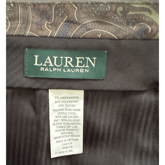 Lauren Ralph Lauren Mens 36x30 Gray‎ Pleated Front Cuffed Bottom Dress Pants - Picture 5 of 5